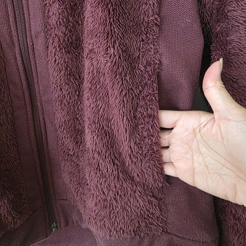 The North Face Furry Fleece Full Zip Jacket M Burgundy Red - Picture 9 of 12